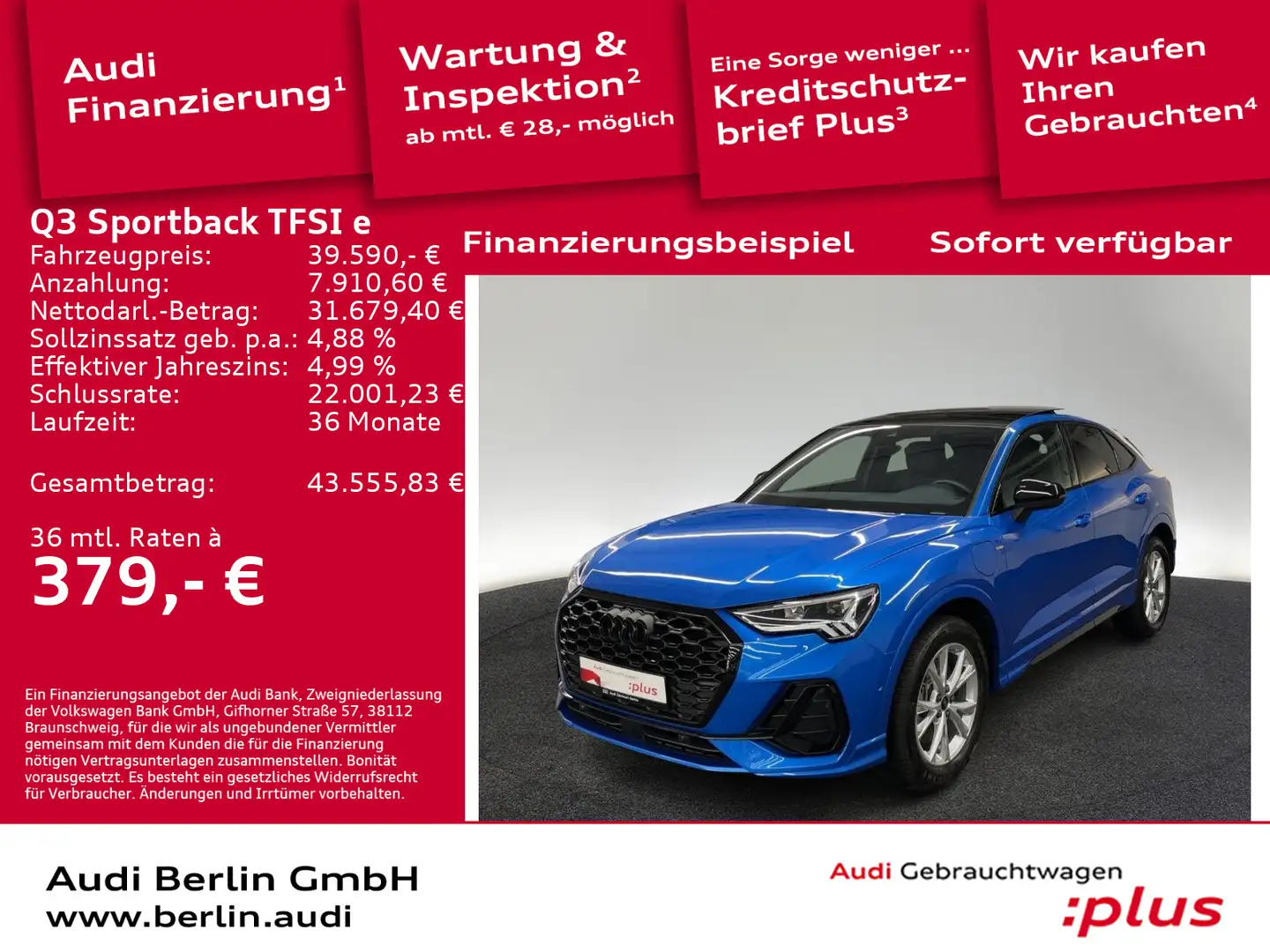 Audi Q3 S line 45 e S tr. 360°K LED Blau - 1