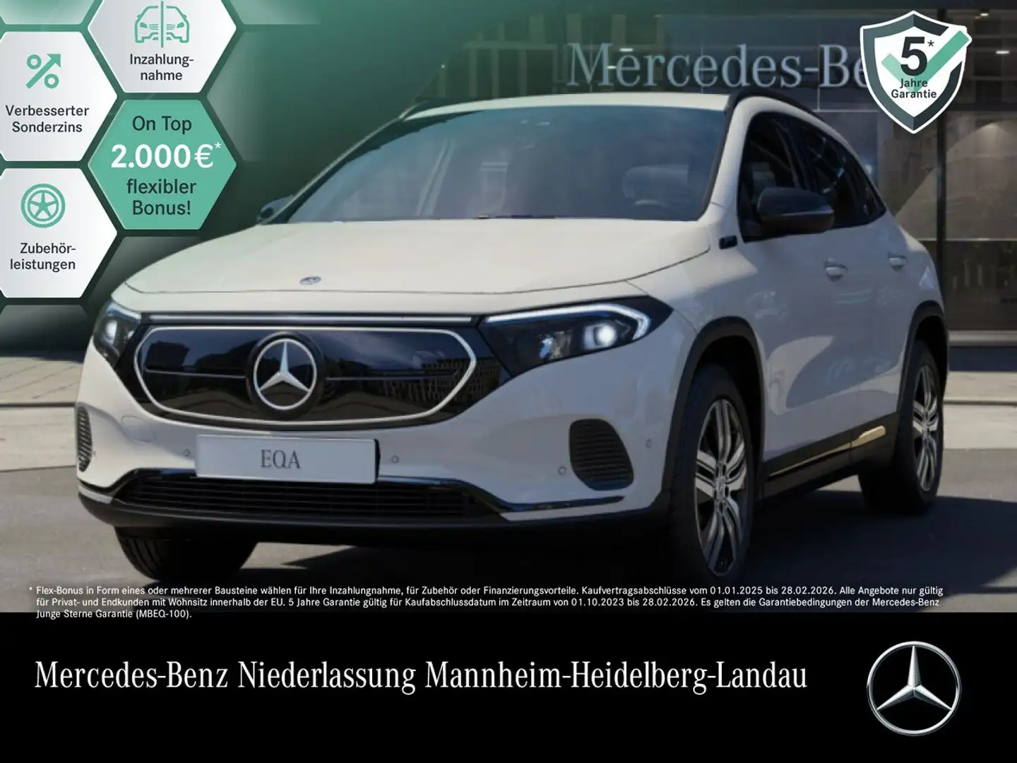 Mercedes-Benz EQA 250 ELECTRICART+NIGHT+PLUS-PAKET+KAMERA+SPUR Weiß - 1