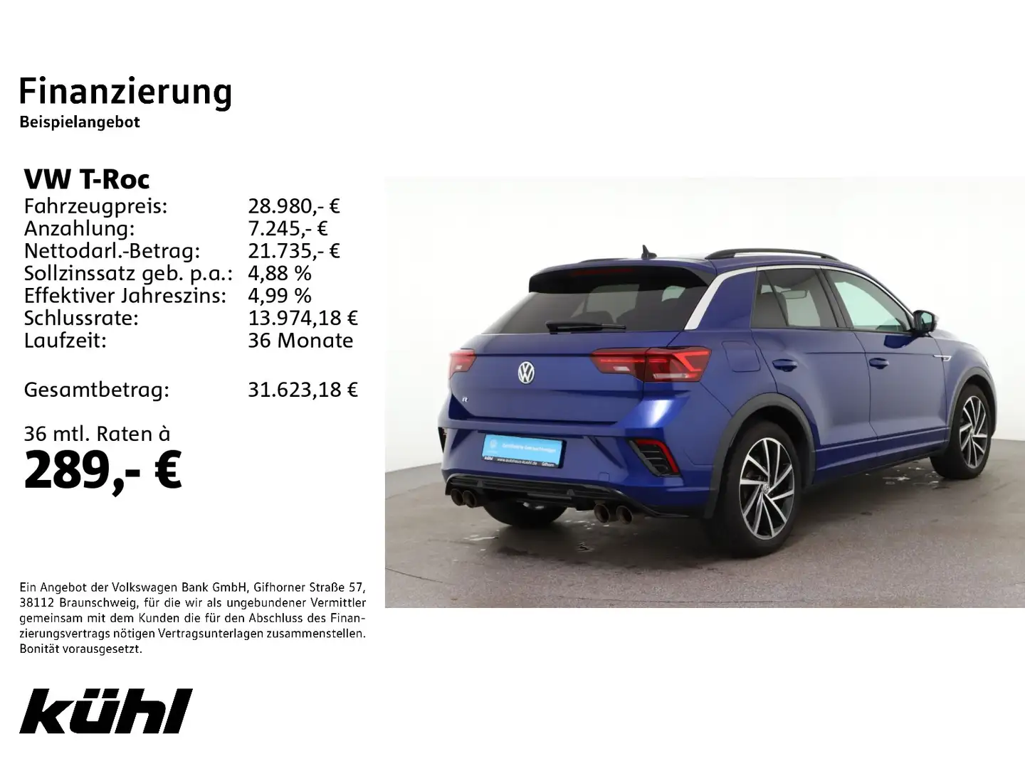 Volkswagen T-Roc R 2.0 TSI 4M DSG LED ACC DCC Kamera App Na Blau - 2
