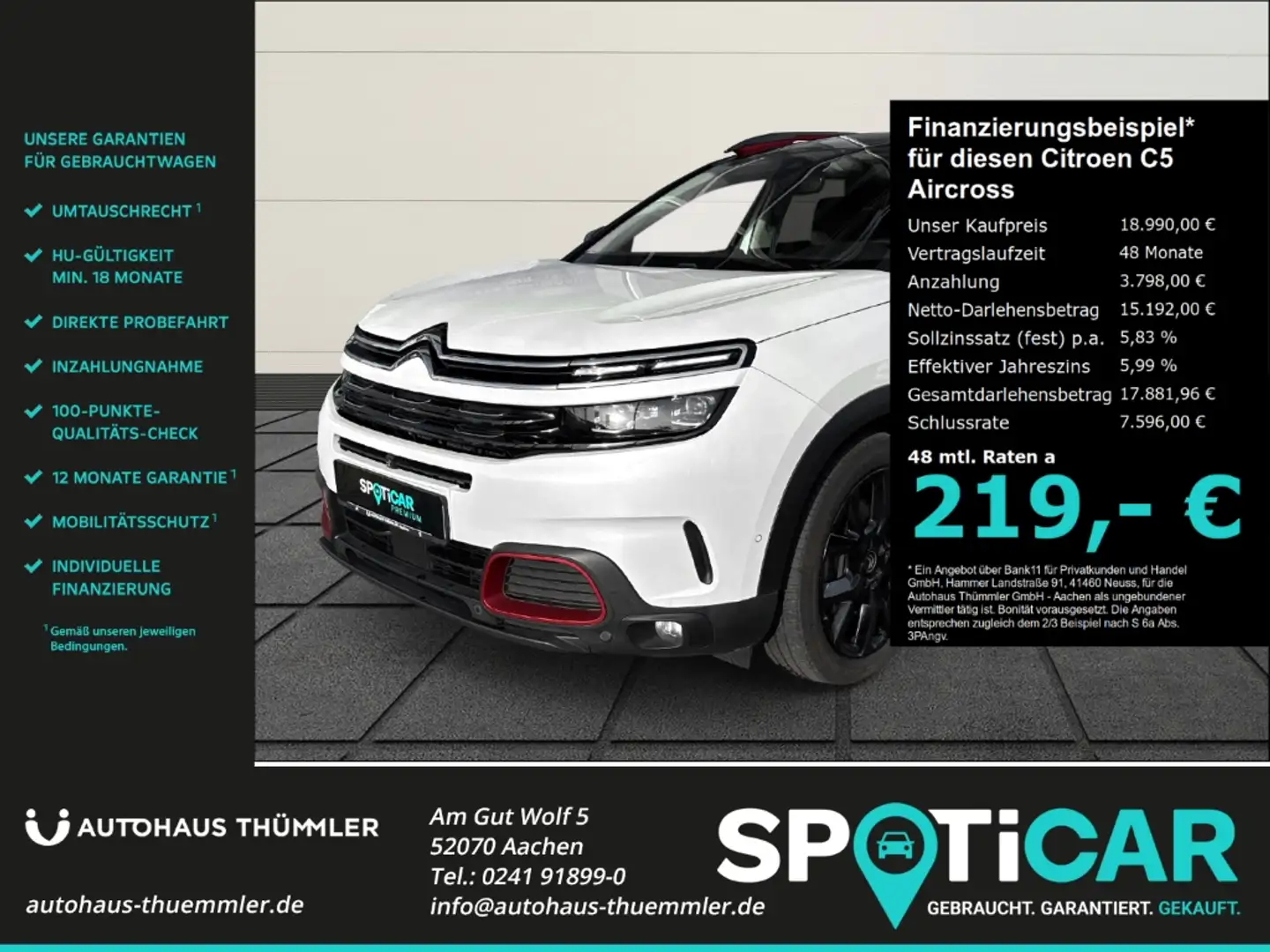 Citroen C5 Aircross Shine Pack Hybrid 225 Plug-In EU6d AHK-abnehmbar N Blanc - 1