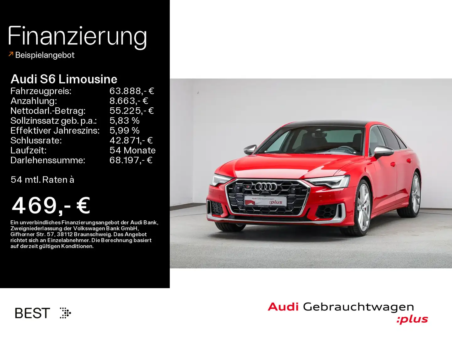 Audi S6 Pano*B&O*HUD*Matrix*Kamera Roşu - 1