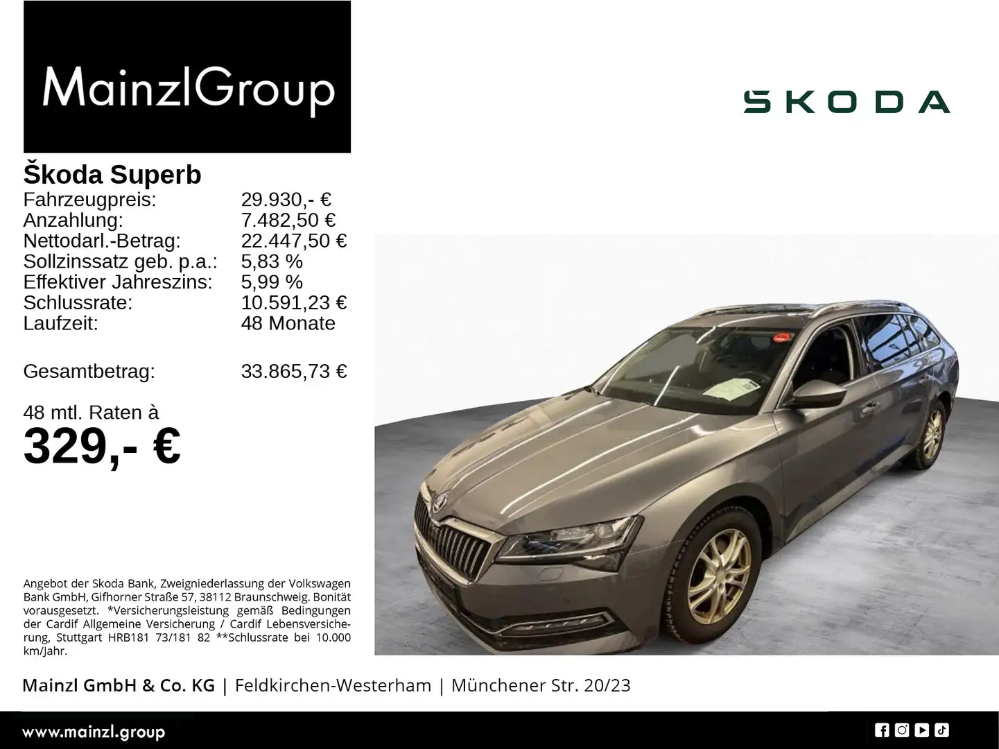 Skoda Superb Combi 2.0 TDI 4x4 DSG AHK Pano Stdhz Cant Grau - 1