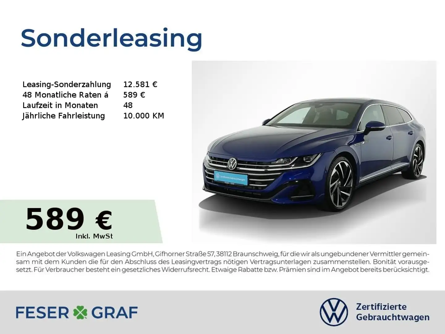 Volkswagen Arteon Shooting Brake R-Line 2,0 l TDI SCR 4MOTION 142 kW Blau - 1
