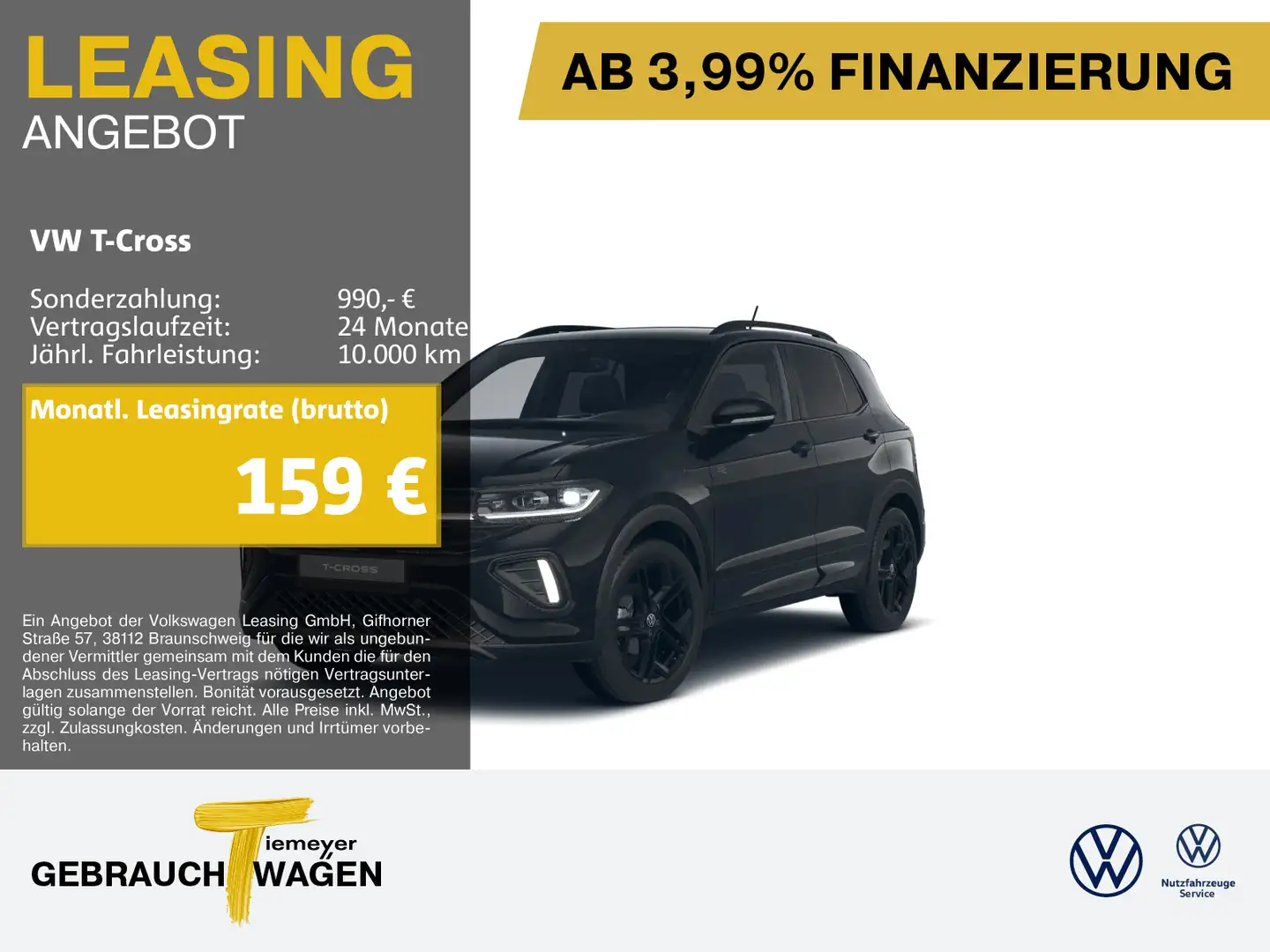 Volkswagen T-Cross 1.5 TSI DSG R-LINE BLACK LM18 AHK NAVI S Schwarz - 1