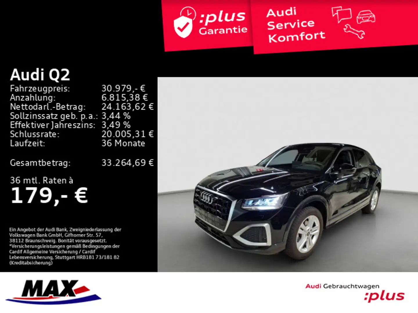 Audi Q2 35 TFSI ADVANCED LED+AHK+MMI NAVI+VCP+ALU+SHZ Schwarz - 1