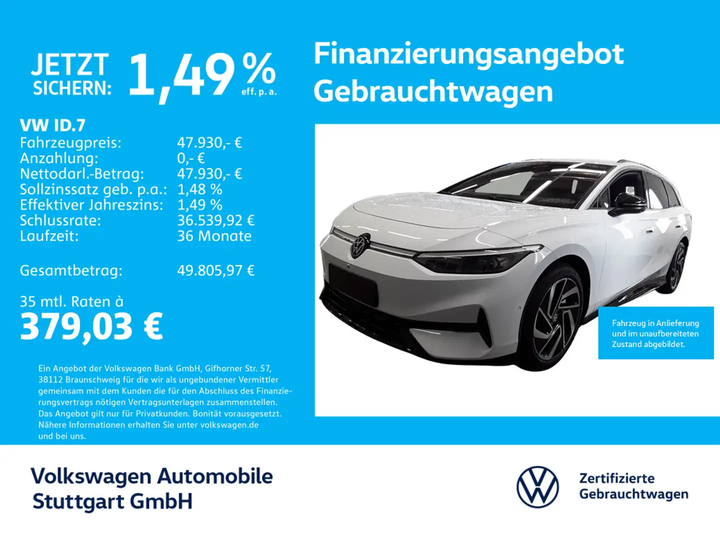 Volkswagen ID.7 Tourer Navi Kamera AHK ACC SHZ Weiß - 1