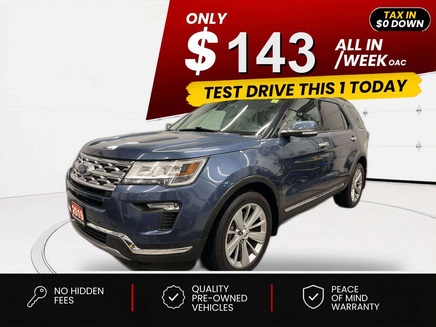 Blue 2019 Ford Explorer SUV / Crossover All-Wheel Drive Automatic