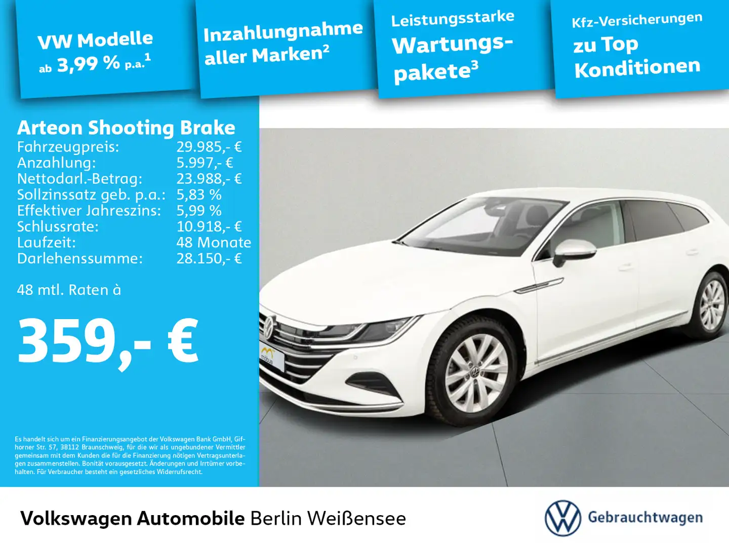 Volkswagen Arteon 1.4 TSI eHyb DSG*ACC*APP*D Weiß - 1
