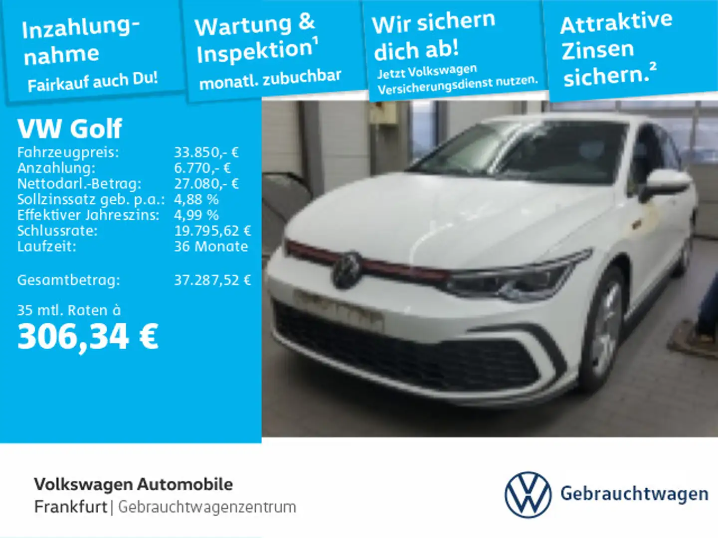 Volkswagen Golf GTI Golf VIII 2.0 TSI DSG GTI Navi LEDPlus FrontAssi Blanc - 1