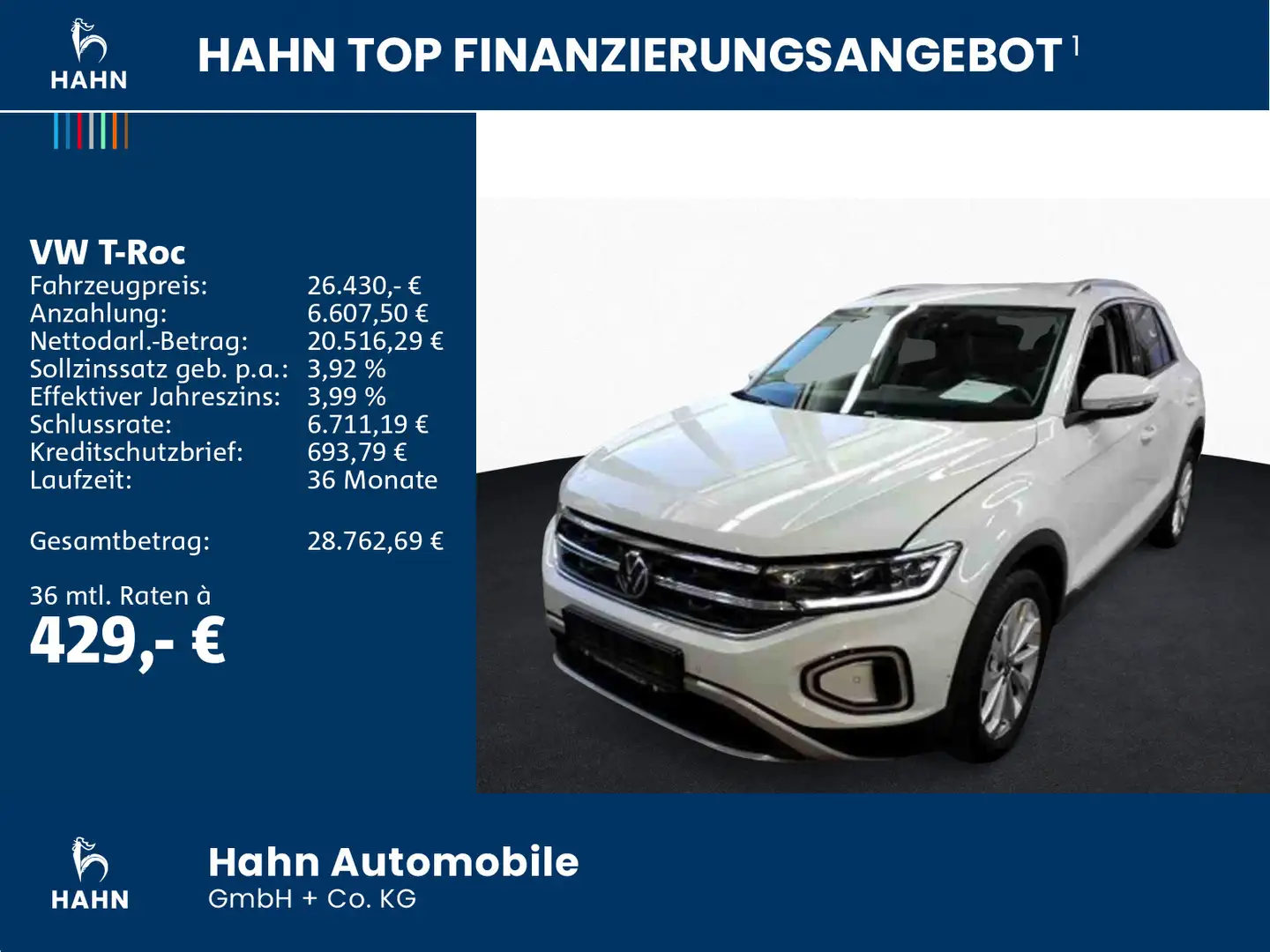 Volkswagen T-Roc 1.5TSI DSG Style ACC AHK LED+ Navi PDC SHZ Weiß - 2