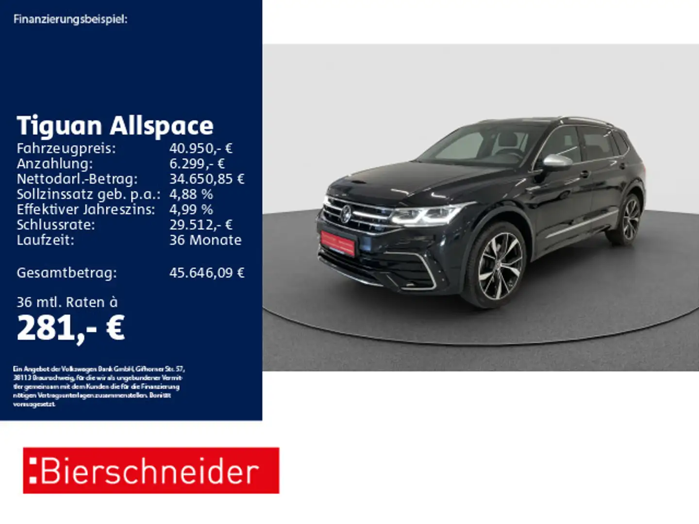 Volkswagen Tiguan Allspace 2.0 TDI DSG 4Mo R-Line AHK STHZ Schwarz - 1