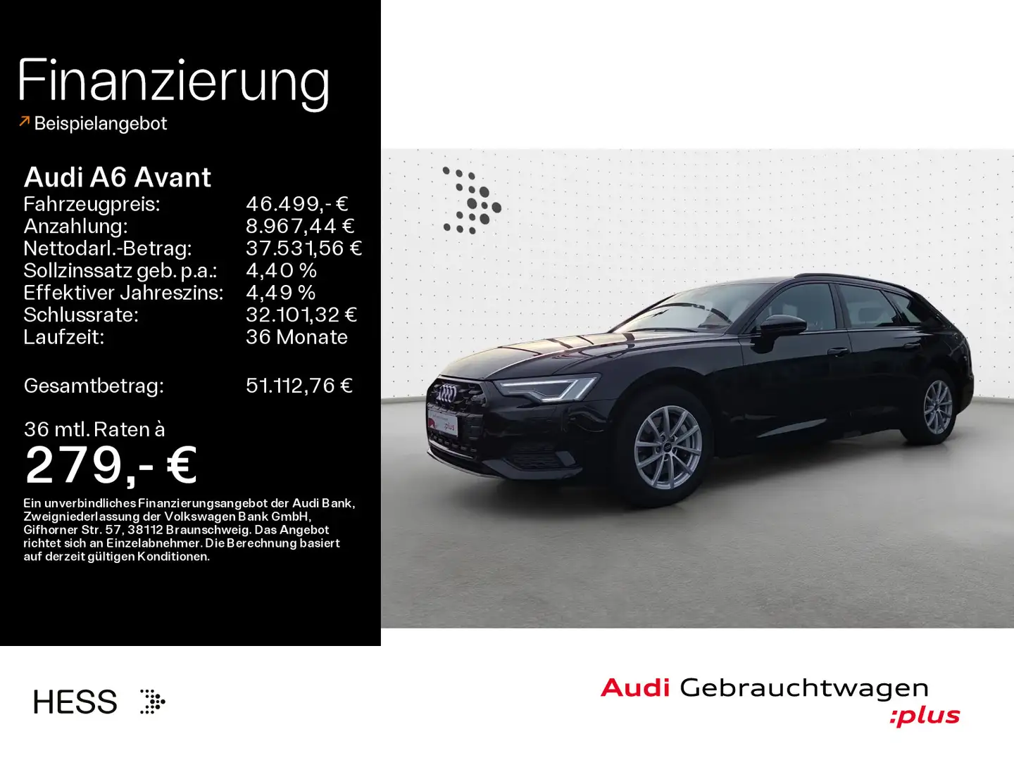 Audi A6 45 TFSI advanced*NAVI-PLUS*MATRIX*KAMER Schwarz - 1