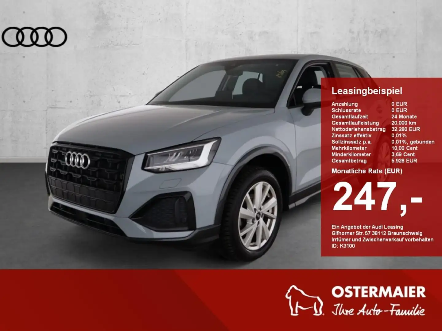 Audi Q2 ADVANCED 35TFSI .STRONIC.LED.NAVI.AC-AUTOM.KAMERA. Grau - 1