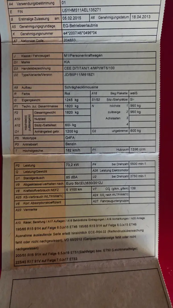 Kia Ceed / cee'd cee'd 1,4 MPI CVVT Österreich Rot - 1