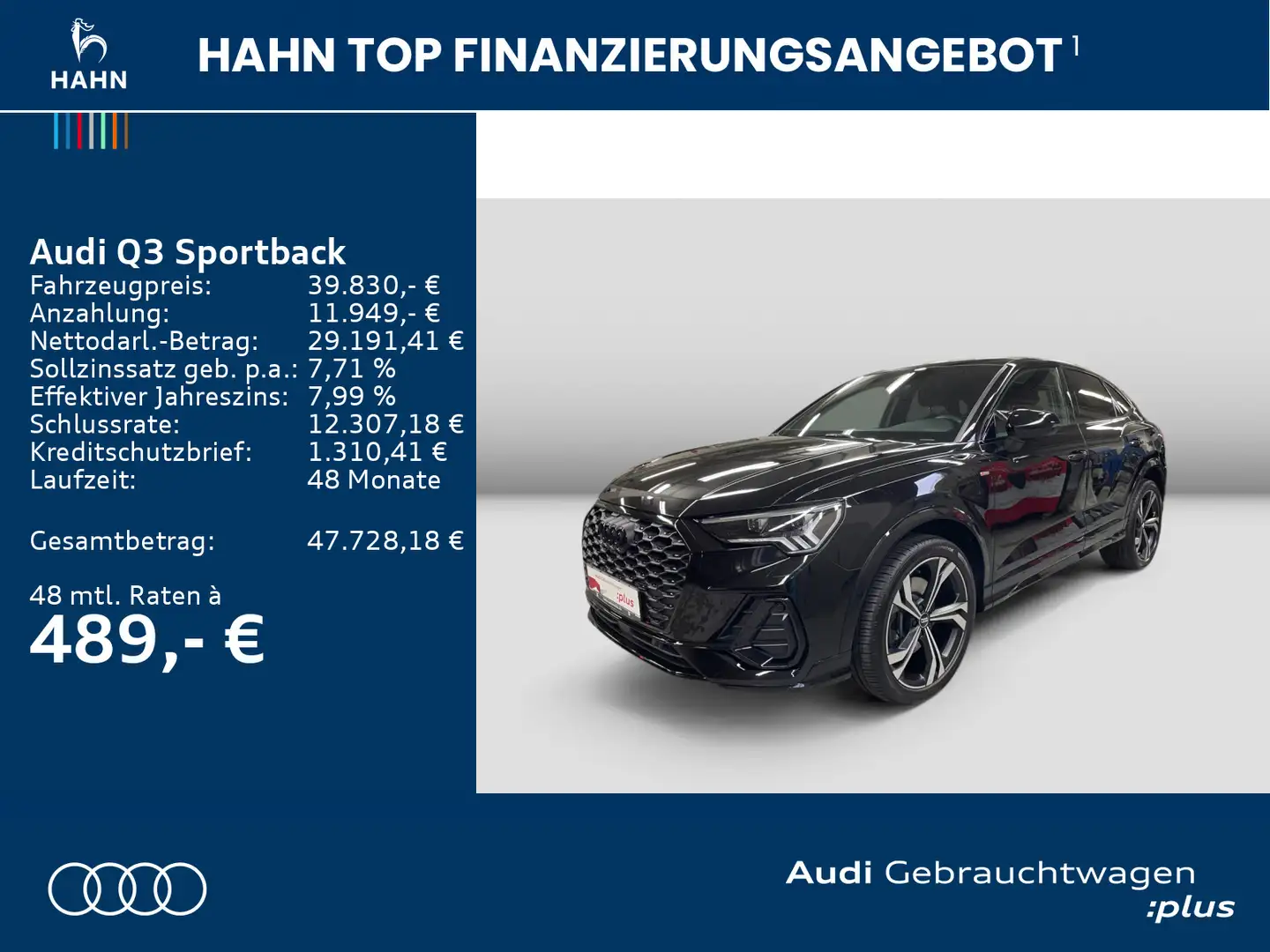 Audi Q3 45TFSI qu S-Trc S-line Pano B&O Nav Schwarz - 2