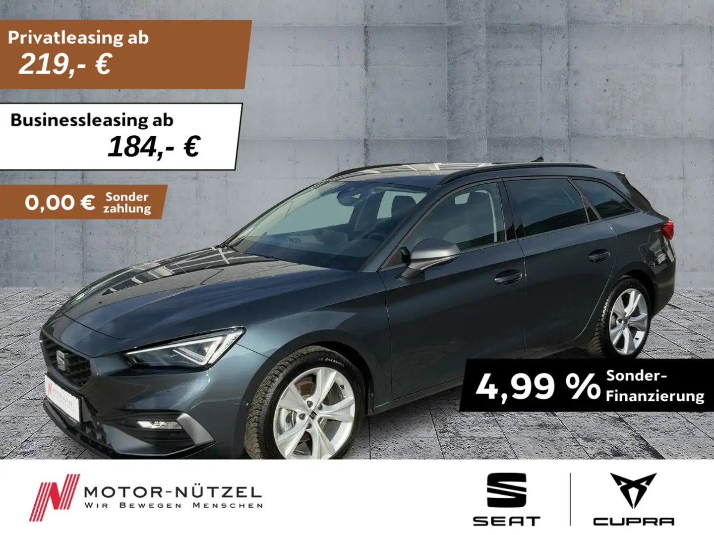 SEAT Leon ST 1.5 eTSI DSG FR-LINE MATRIX+NAVI+ACC+SHZ Grau - 1