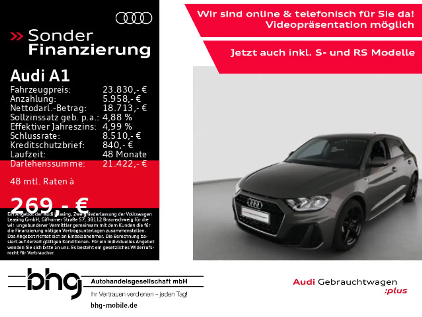 Audi A1 25 TFSI Sportback S tronic S line Grau - 1