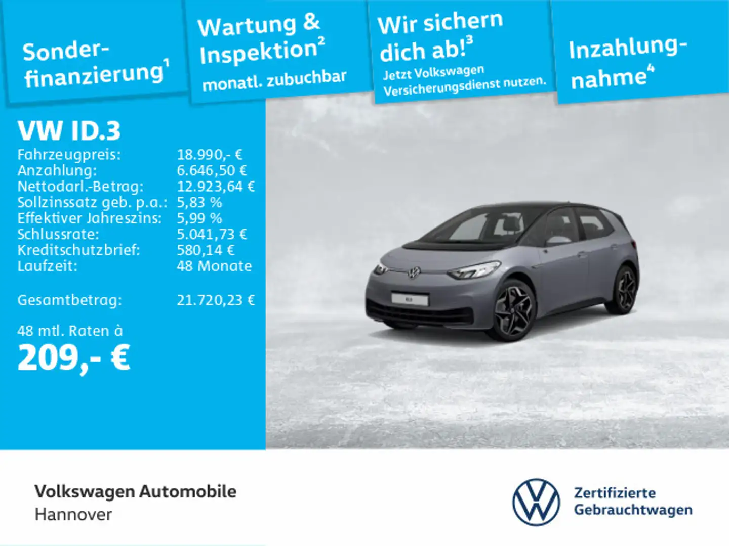 Volkswagen ID.3 Pro ACC Navi LED PDC SHZ Grau - 1