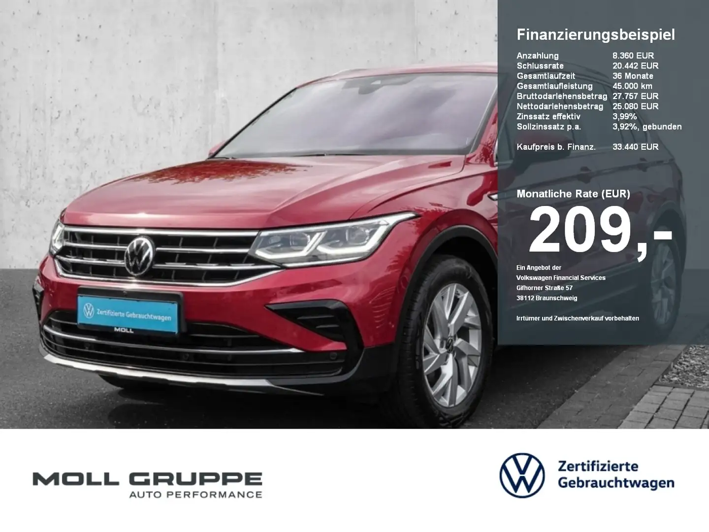 Volkswagen Tiguan 2.0 TDI DSG 4Motion Elegance ALU MATRIX Rot - 1