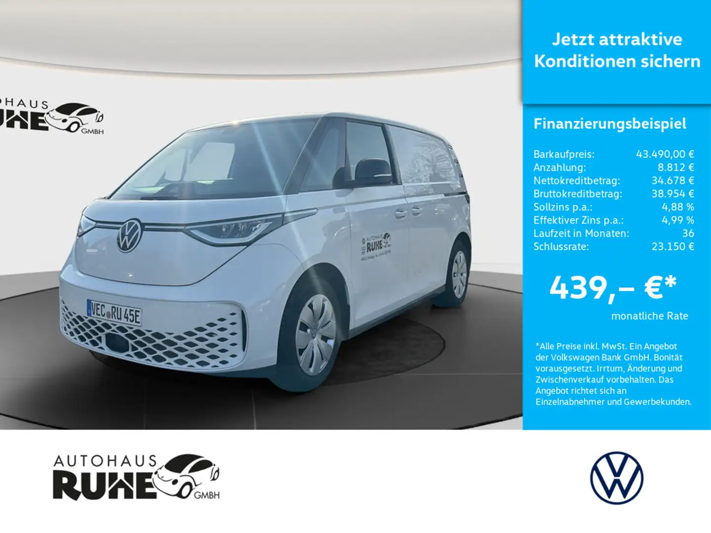Volkswagen ID. Buzz Cargo 150 kW LED ACC AHK NAVI PDC Weiß - 1