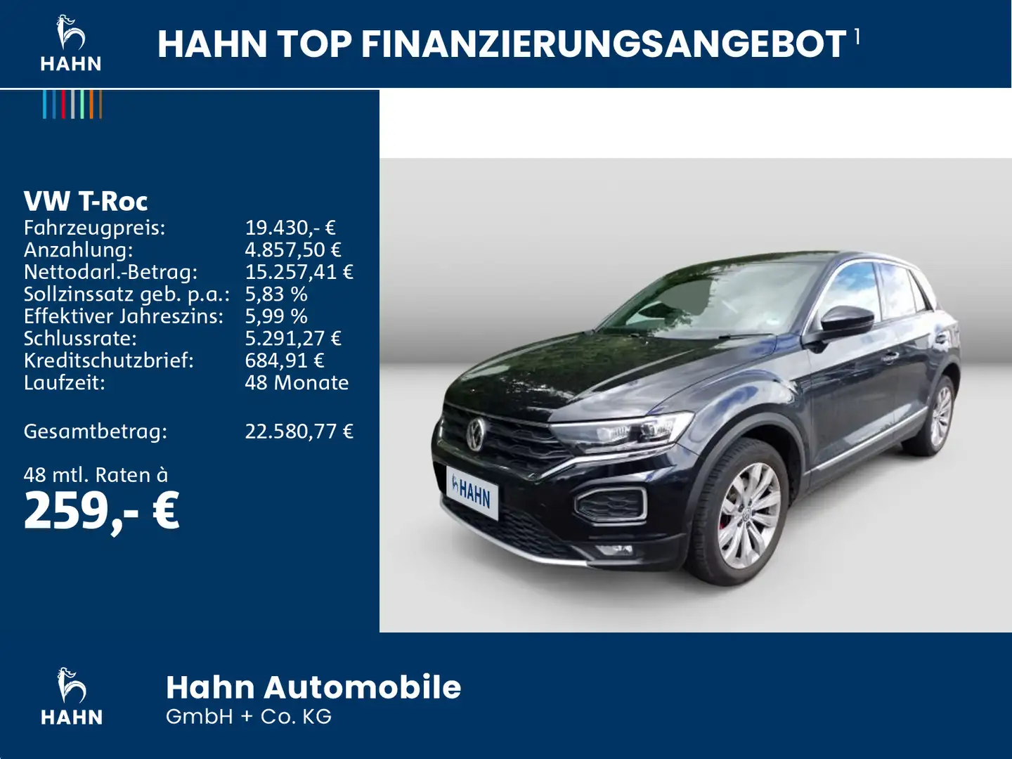 Volkswagen T-Roc 1.5TSI Sport DSG AHK ACC PDC Climatr Navi Schwarz - 2
