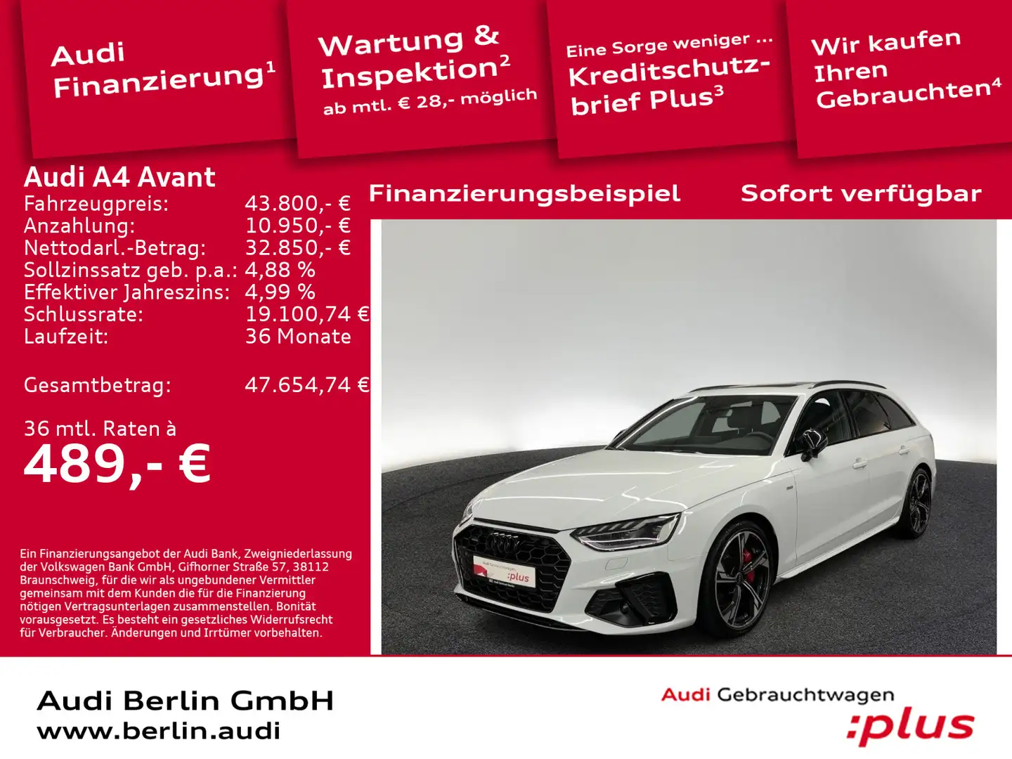 Audi A4 S line 45 TFSI qu. S tr. PDC RFK MATRIX Weiß - 1