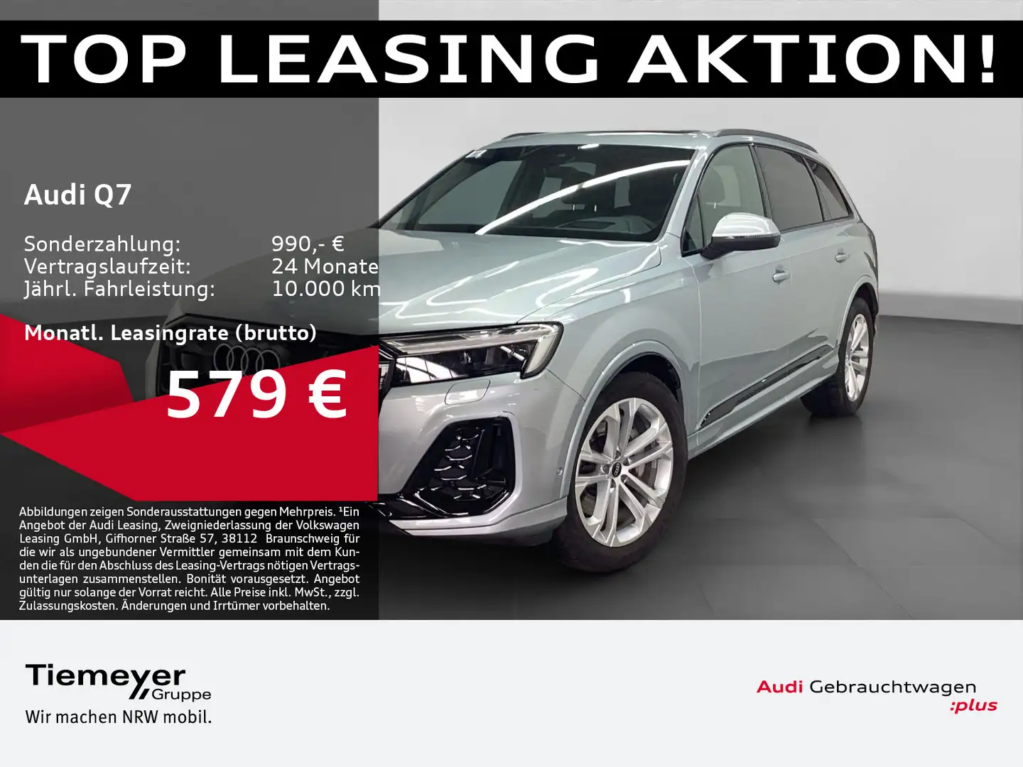 Audi Q7 45 TDI Q 2x S LINE 7-SITZE PANO AHK LUFT LEDE Silber - 1