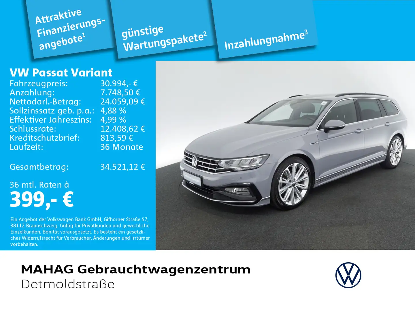 Volkswagen Passat Variant Business 2,0 TSI R-Line LED Navi Gris - 1