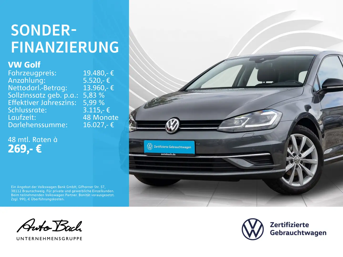 Volkswagen Golf VII 1.5 TSI "IQ.DRIVE" Navi LED Sitzheizung Grijs - 1