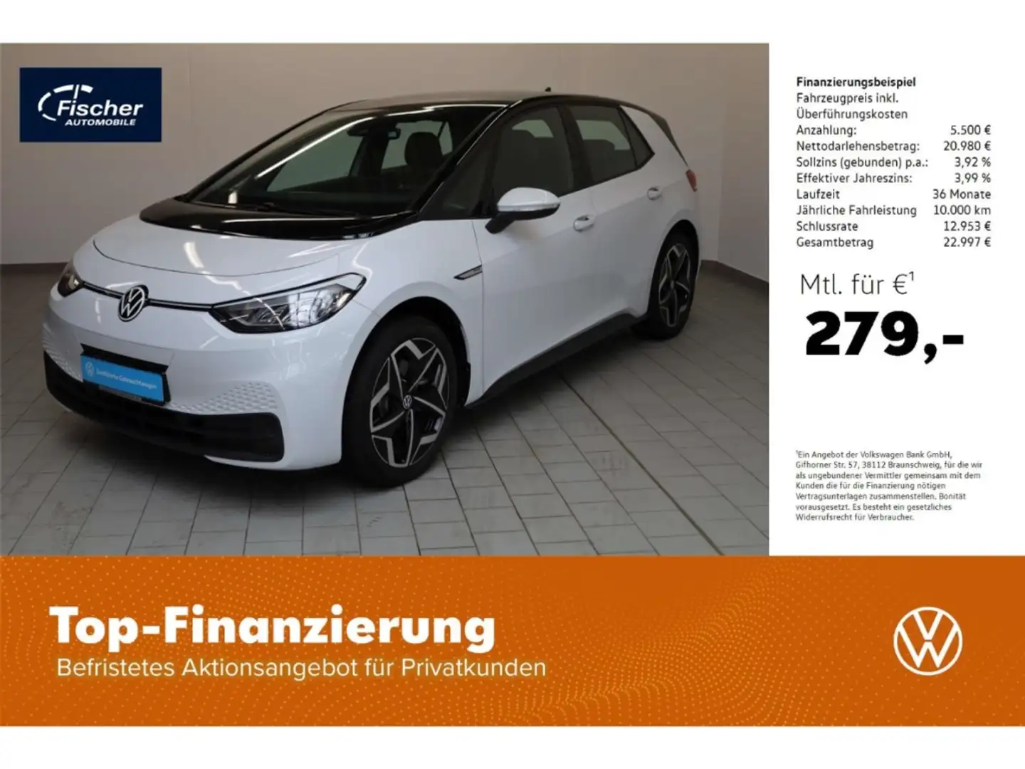 Volkswagen ID.3 Elektro Pro Performance 58 kWh Weiß - 1