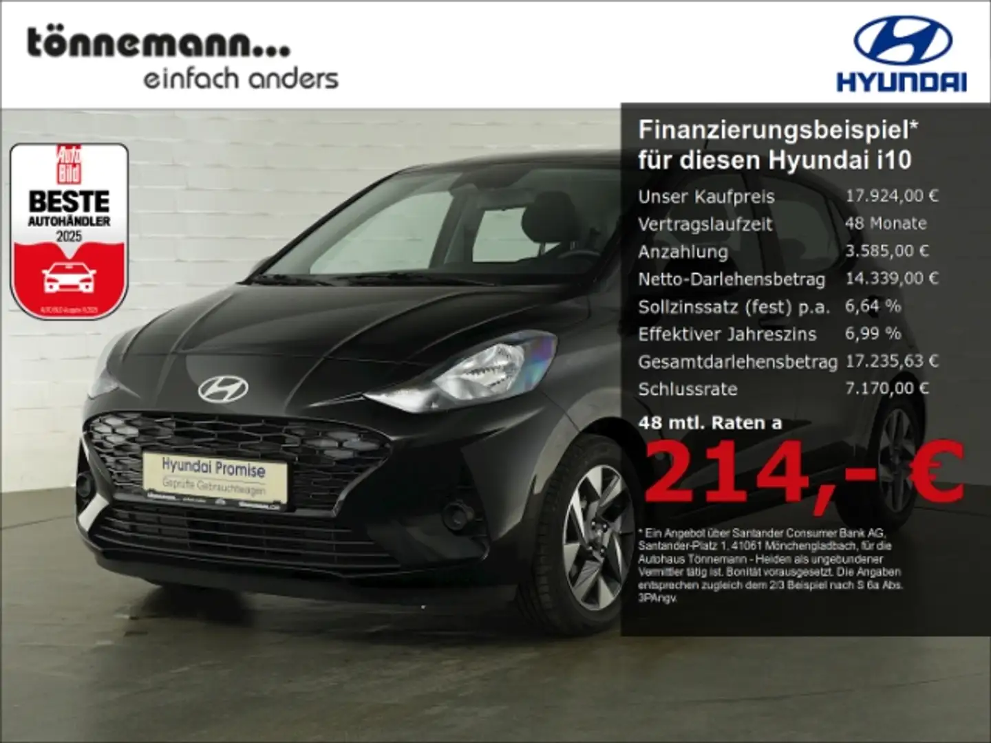 Hyundai i10 FACELIFT TREND AT+NAVI+RÜCKFAHRKAMERA+SITZ-/LENKRA Zwart - 1