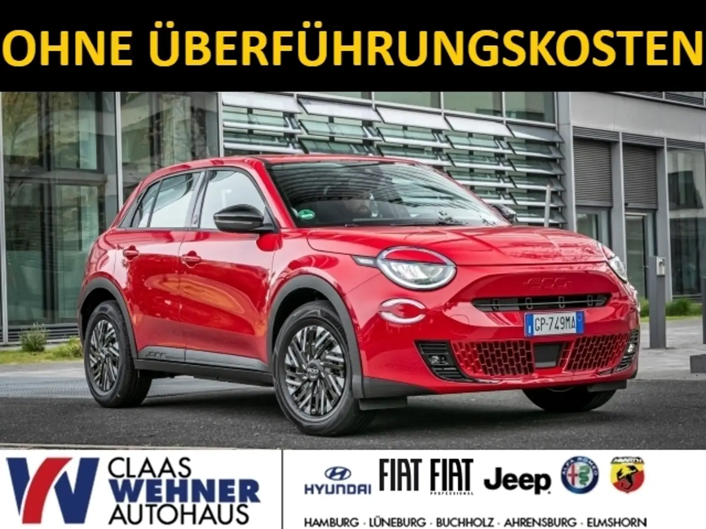 Fiat 600 Automatik*OHNE ÜBERFÜHRUNG*SHZ*Rückfahrkamera*Ediz Rot - 1