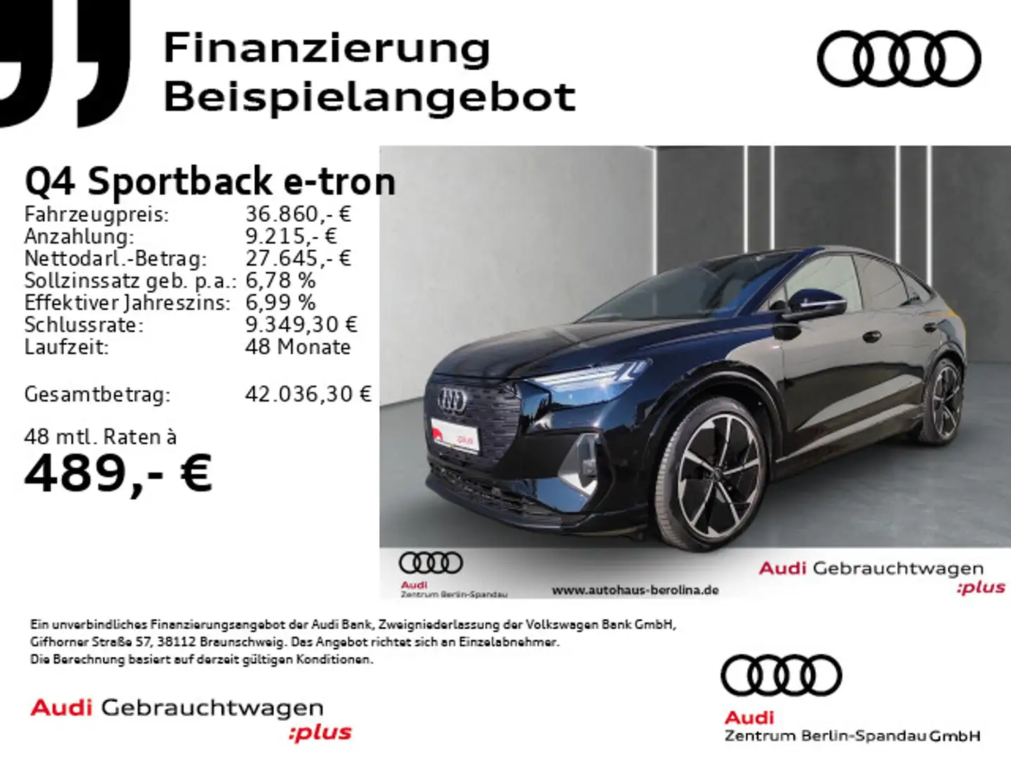 Audi Q4 e-tron 50 qu. S line *PANO*SONOS* Schwarz - 1
