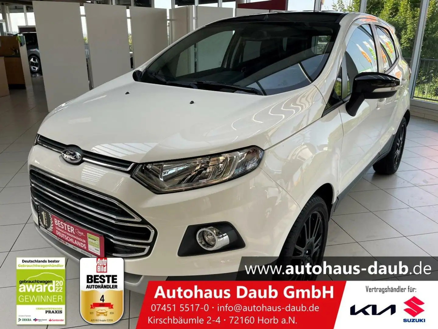 Ford EcoSport 1.0 EcoBoost+Rückfahrkamera+SHZ+ALU+ACC Weiß - 1