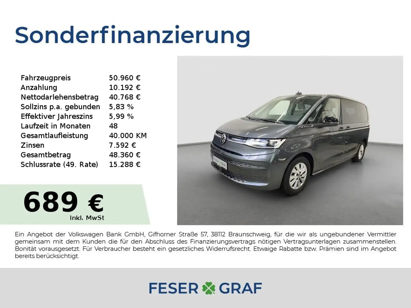 Volkswagen T7 Multivan Life 7-sitzer 2.0 TDI DSG AHK Navi Grau - 1