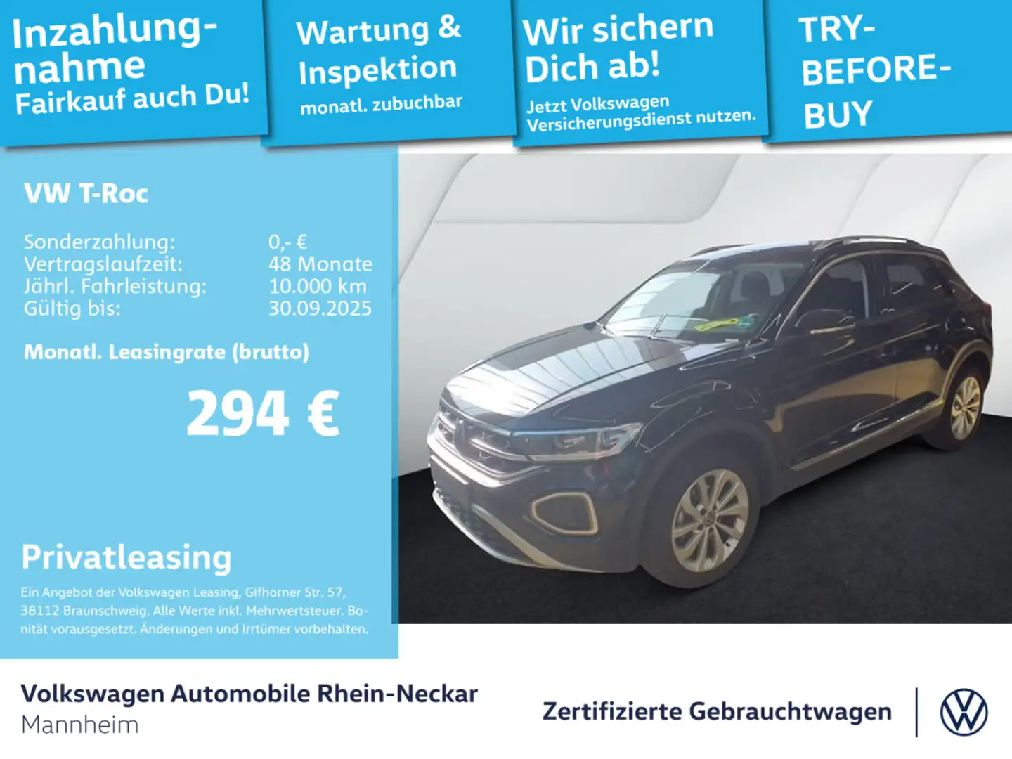 Volkswagen T-Roc 1.5 TSI Style DSG Navi AHK LED uvm Schwarz - 1