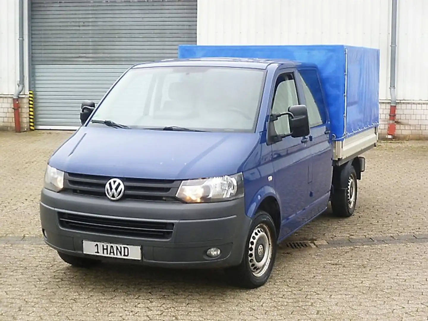 Volkswagen T5 Transporter Doka Pritsche Plane AHK top Zustand Blau - 1