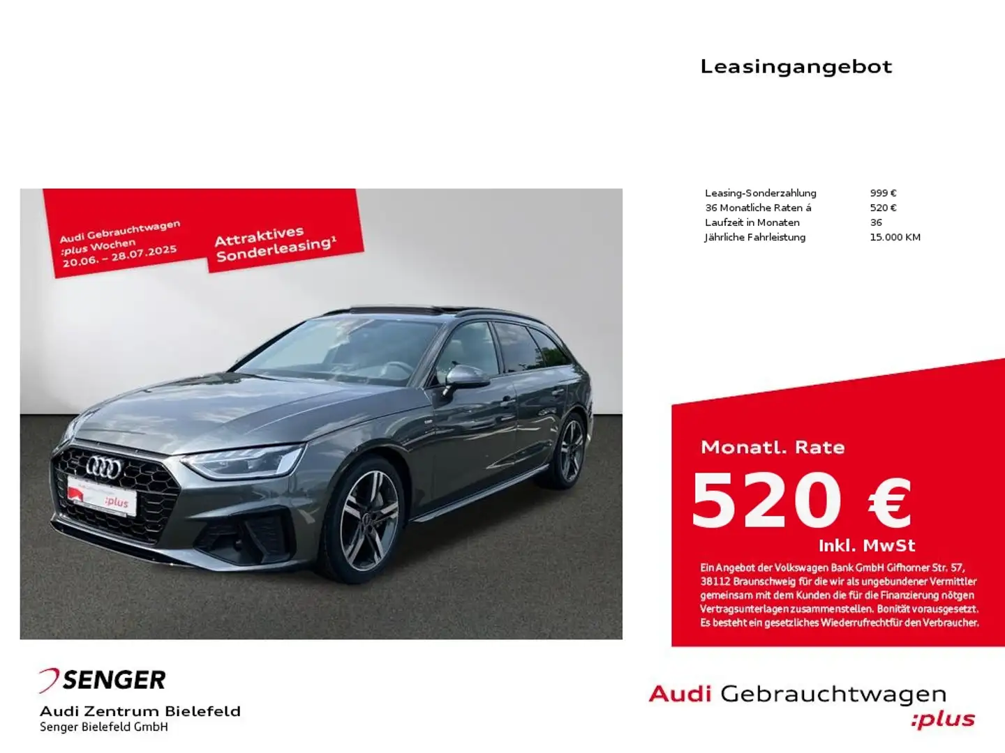 Audi A4 Avant S line 45 TFSI quattro LED Panorama AHK Grau - 1