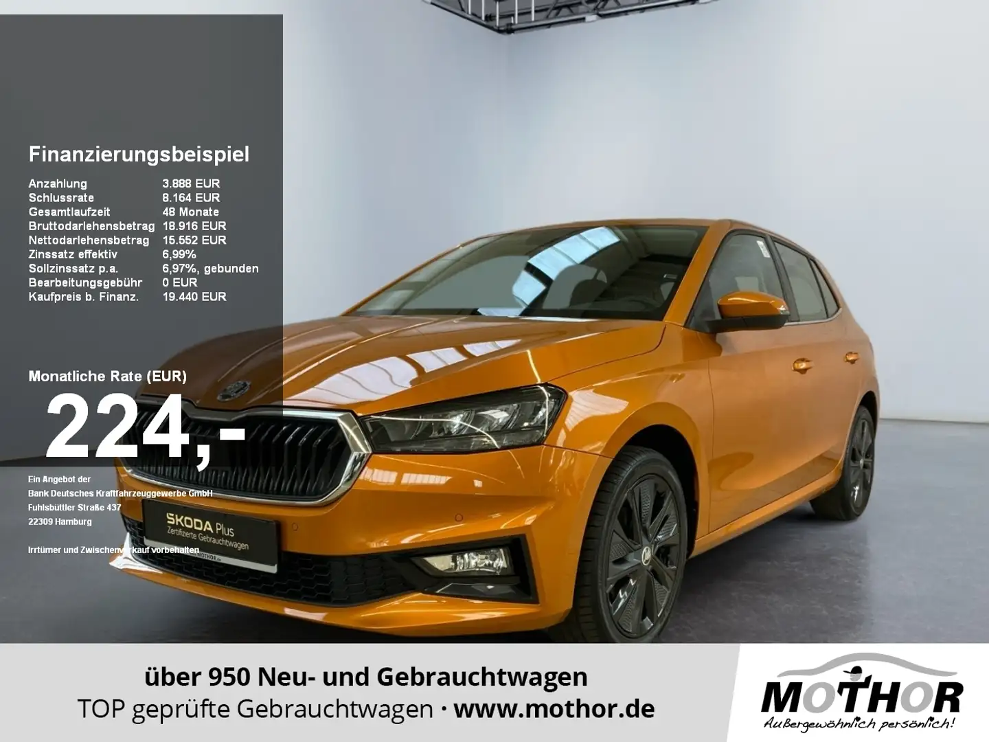 Skoda Fabia Style 1.0 TSI Frontscheibe heizbar Orange - 1