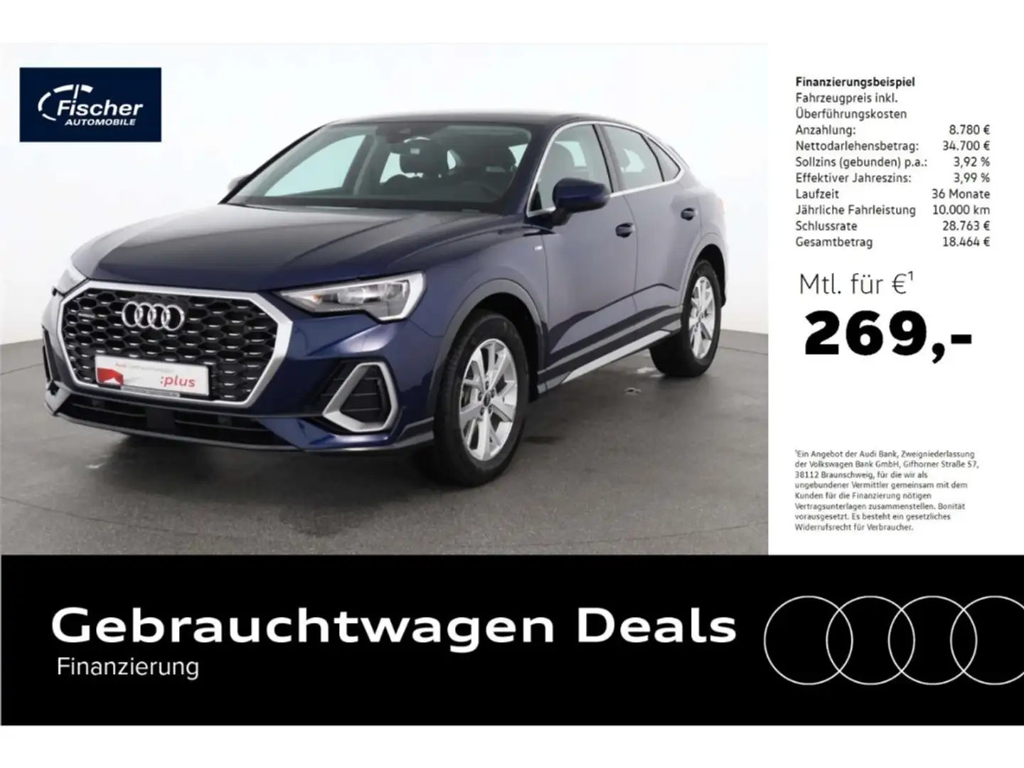 Audi Q3 Sportback 35 TDI quattro S line AHK/18''/NAV Blau - 1