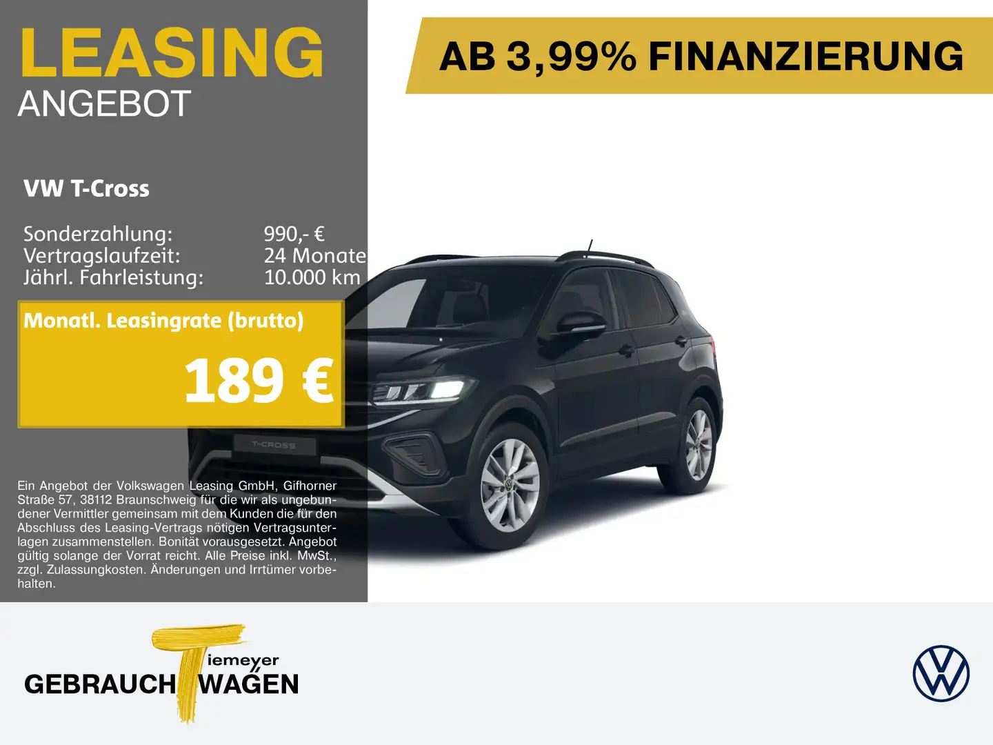 Volkswagen T-Cross 1.0 TSI DSG Goal+ LM17 NAVI AHK SITZHZ Schwarz - 1