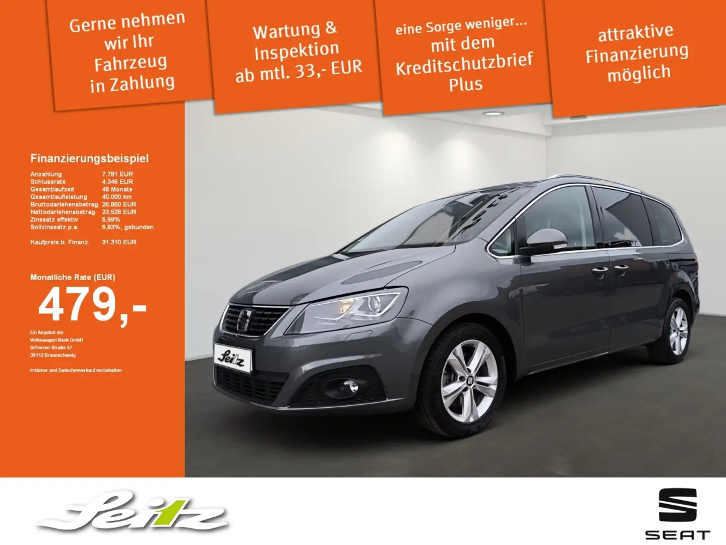 SEAT Alhambra 1.4 TSI Xcellence *7-SITZER*AHK*KAMERA* Сірий - 1