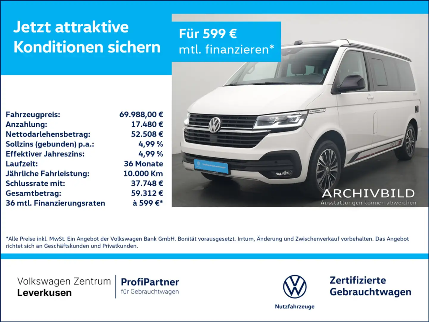 Volkswagen T6.1 California Ocean Edition DSG STANDHZ AHK Weiß - 1