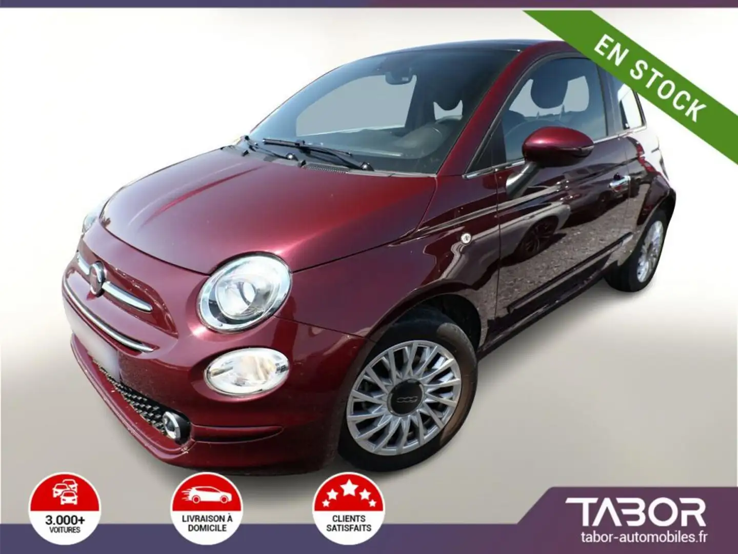 Fiat 500 1.2 8V 69 Lounge GPS radars Rouge - 1