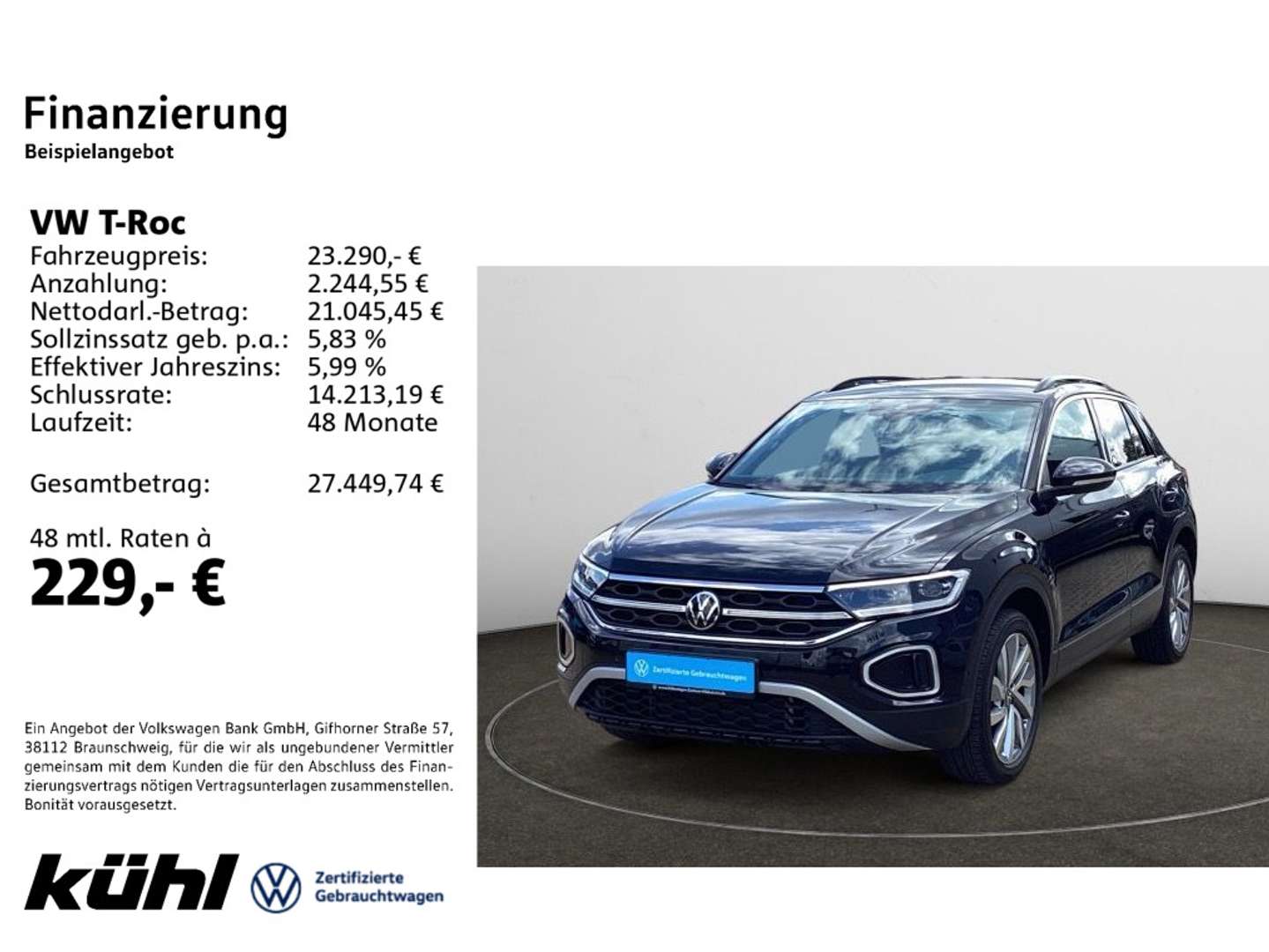 Volkswagen T-Roc nuo 398 €/ mėn Benzinas 2023m. Kita Automatinė