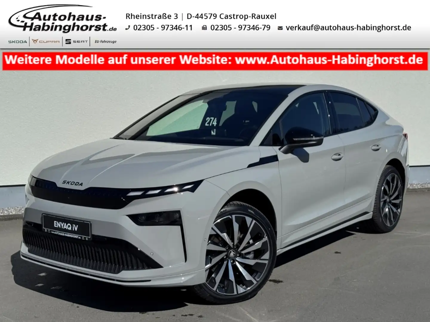 Skoda Enyaq Coupe 85 - 82kWh Sportline -NEUES MODELL- AHK Head Сірий - 1