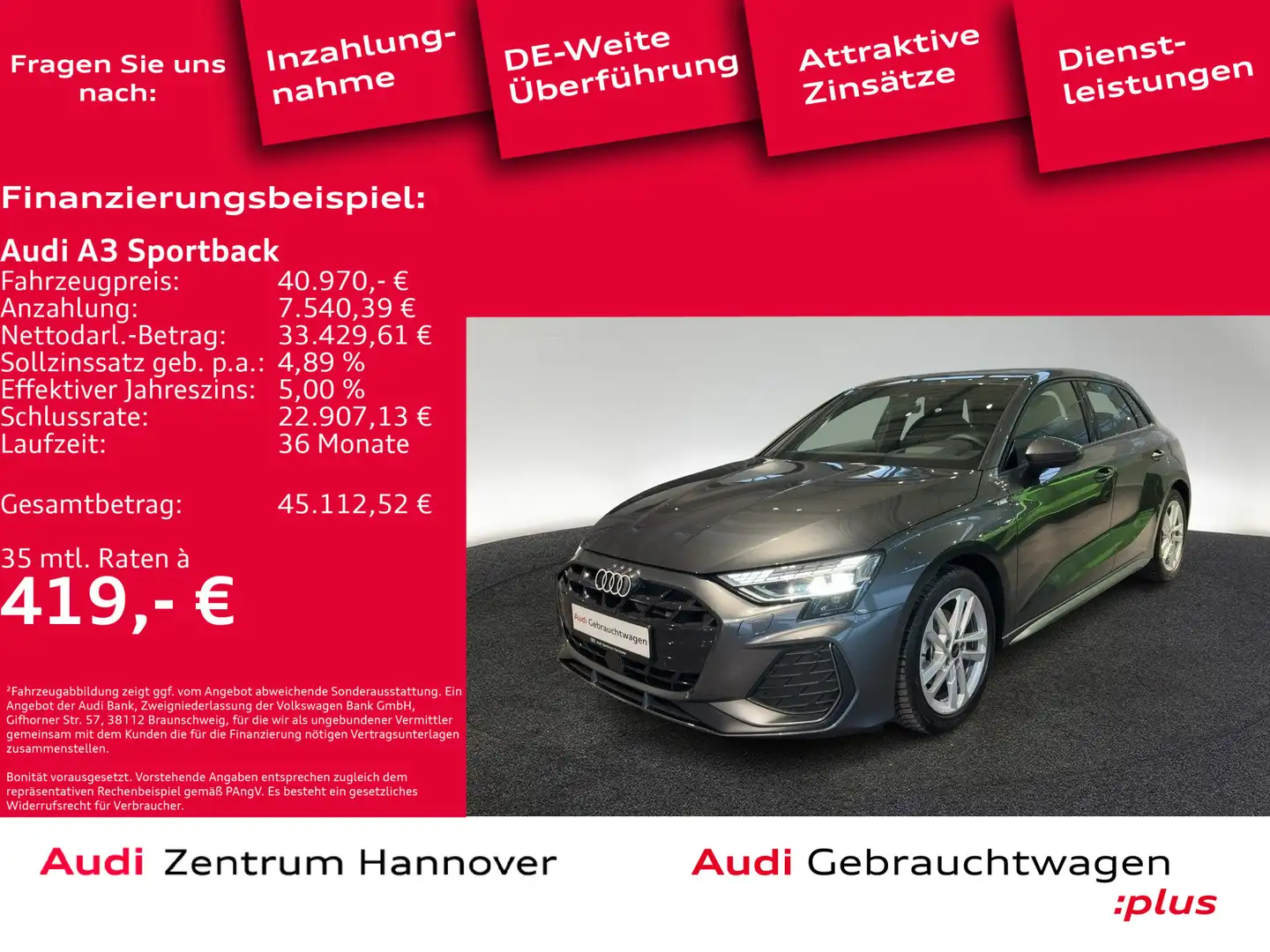 Audi A3 S line 30 TFSI S tronic Grau - 1