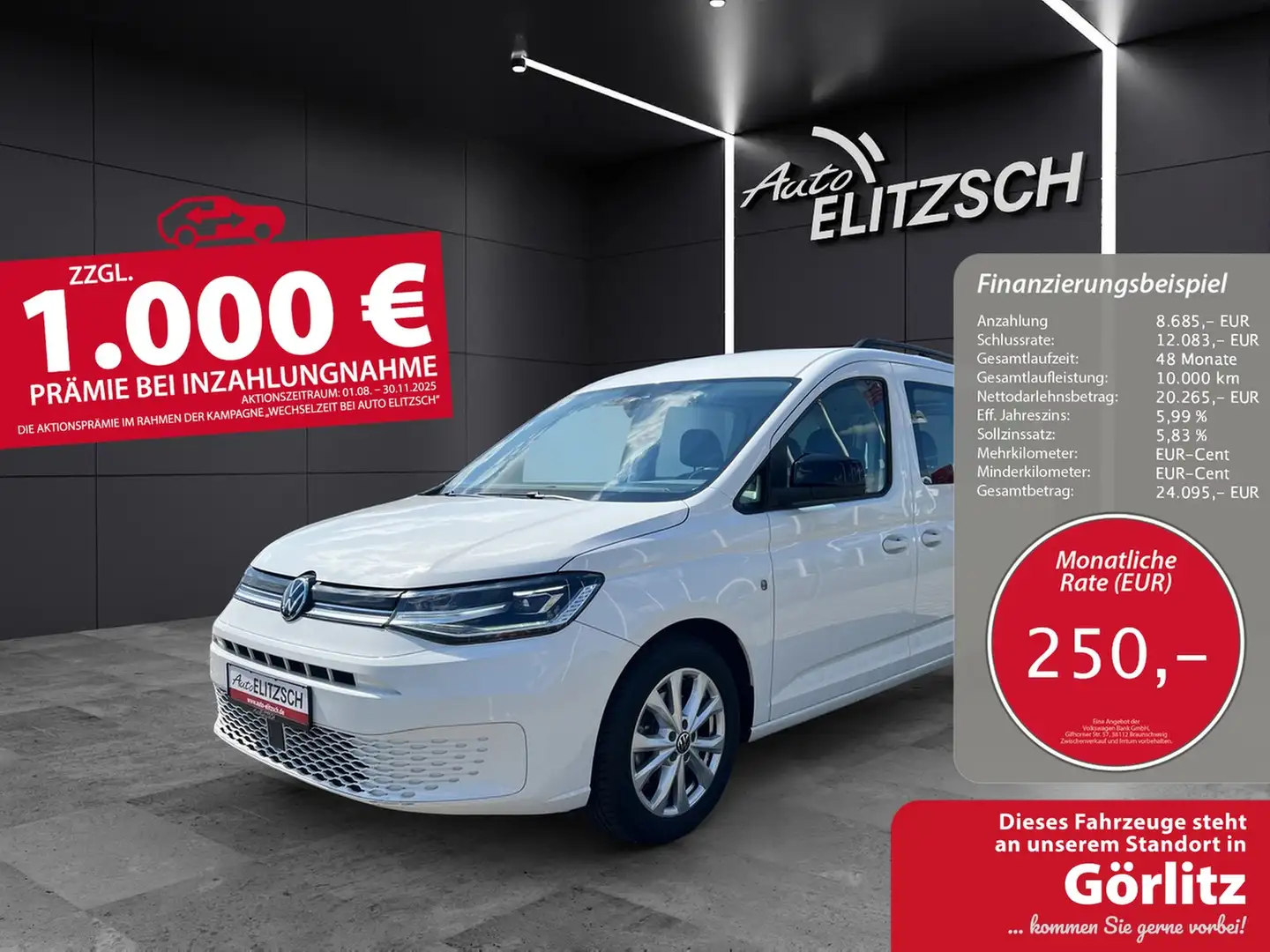 Volkswagen Caddy TDI Life Maxi LED Klima SHZ PDC DAB+ Weiß - 1