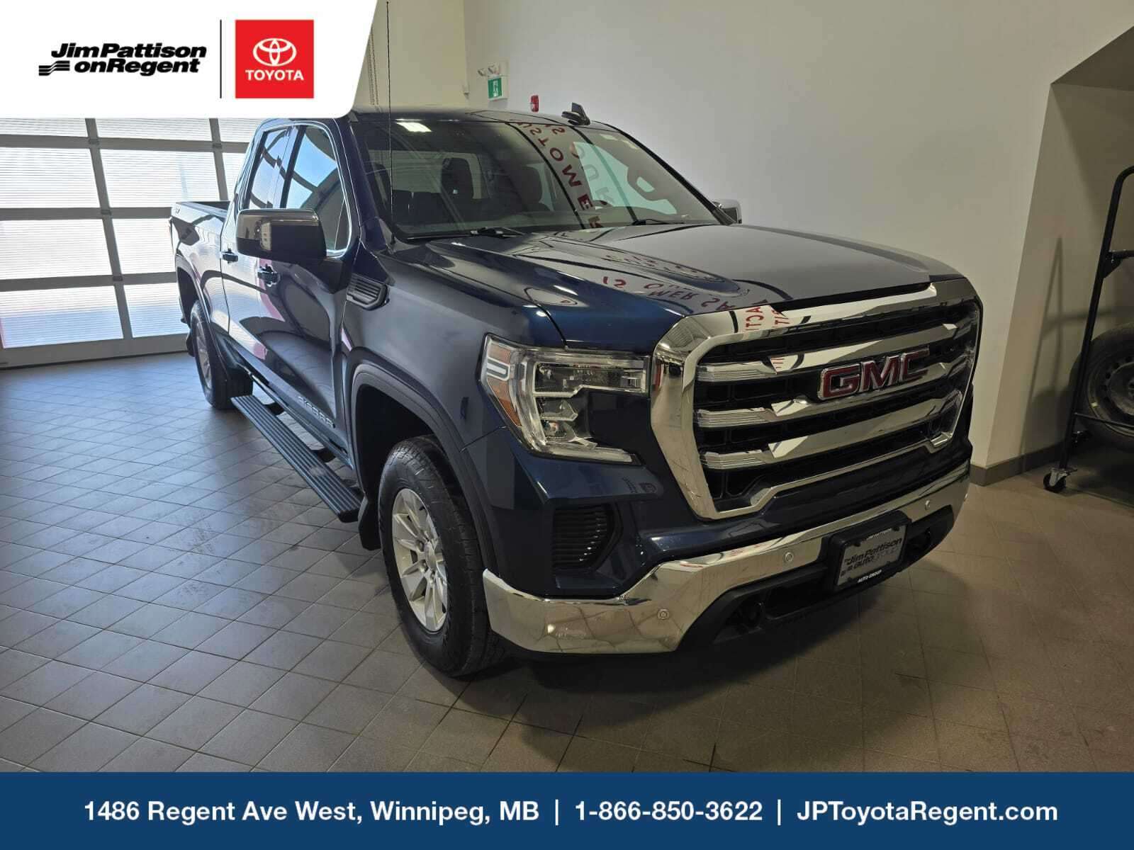 Blue 2020 GMC Sierra 1500 SLE Double Cab 4WD Pickup Truck Four-Wheel Drive Automatic