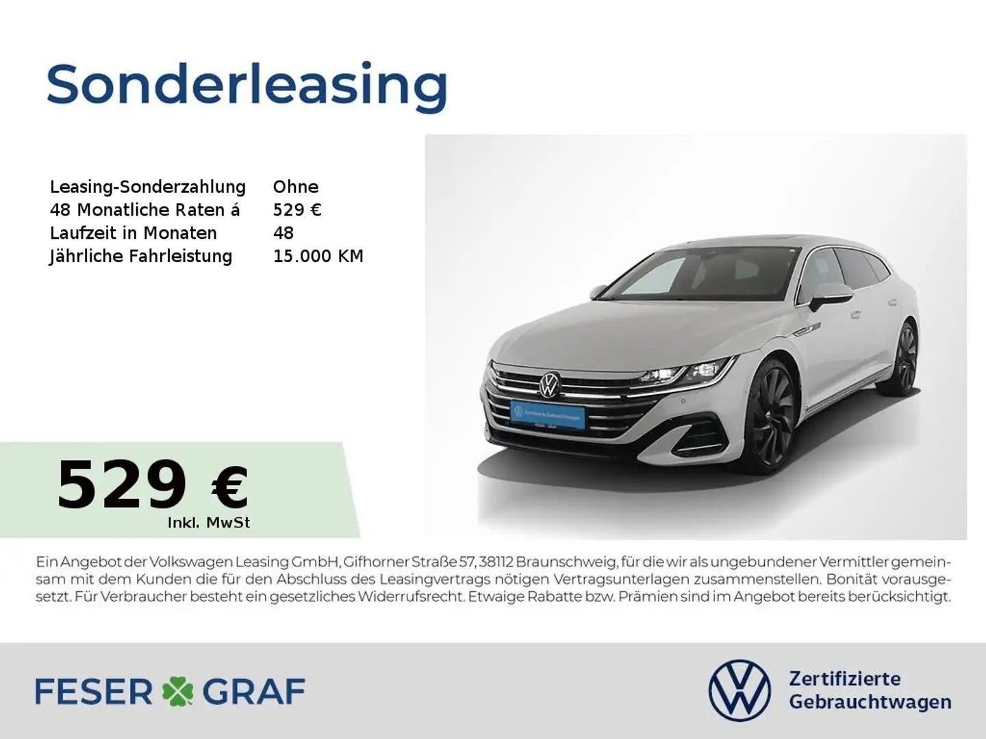 Volkswagen Arteon SB R-Line 2.0 TDI DSG Navi AHK Leder H&K Weiß - 1